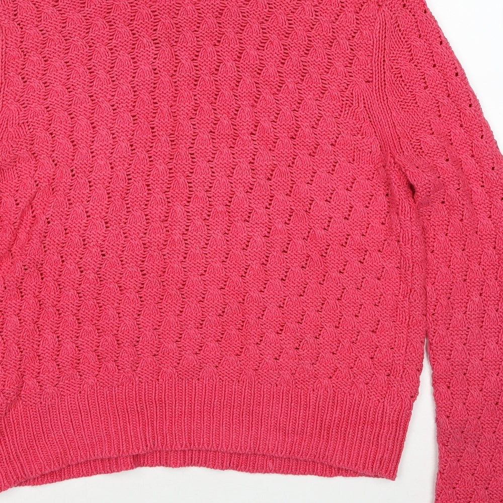 Marks and Spencer Womens Pink Boat Neck Cotton Pullover Jumper Size 10