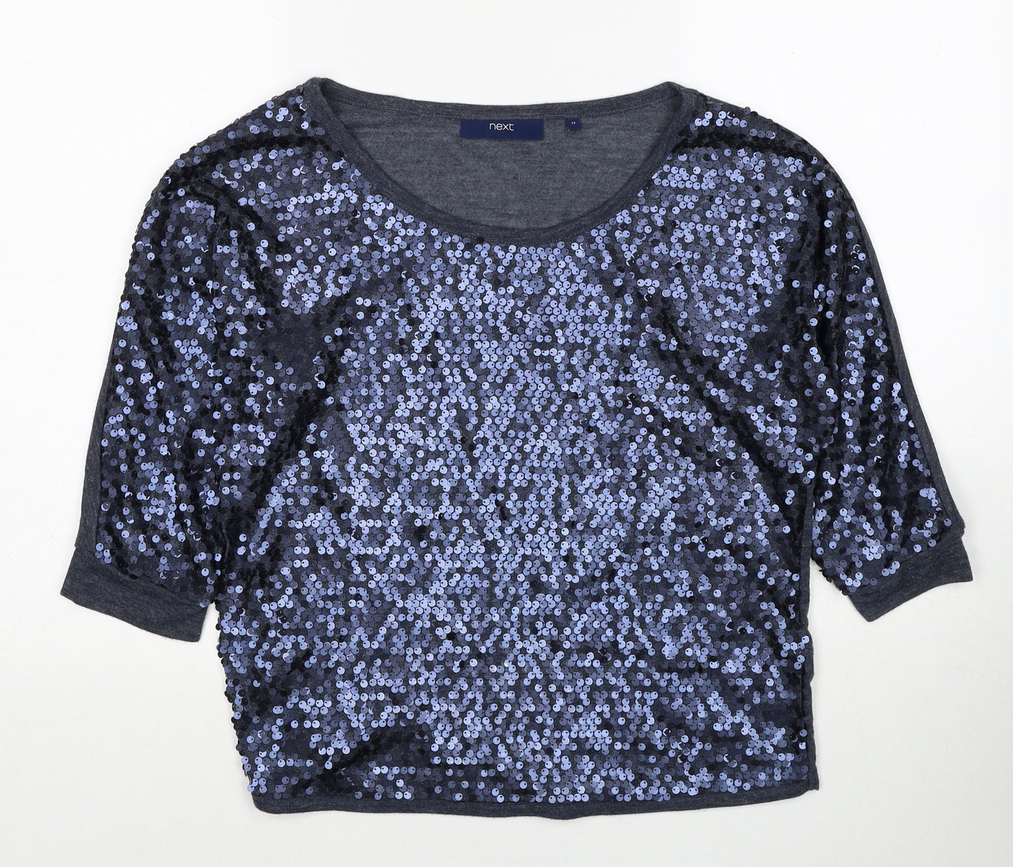NEXT Womens Blue Polyester Basic Blouse Size 12 Boat Neck