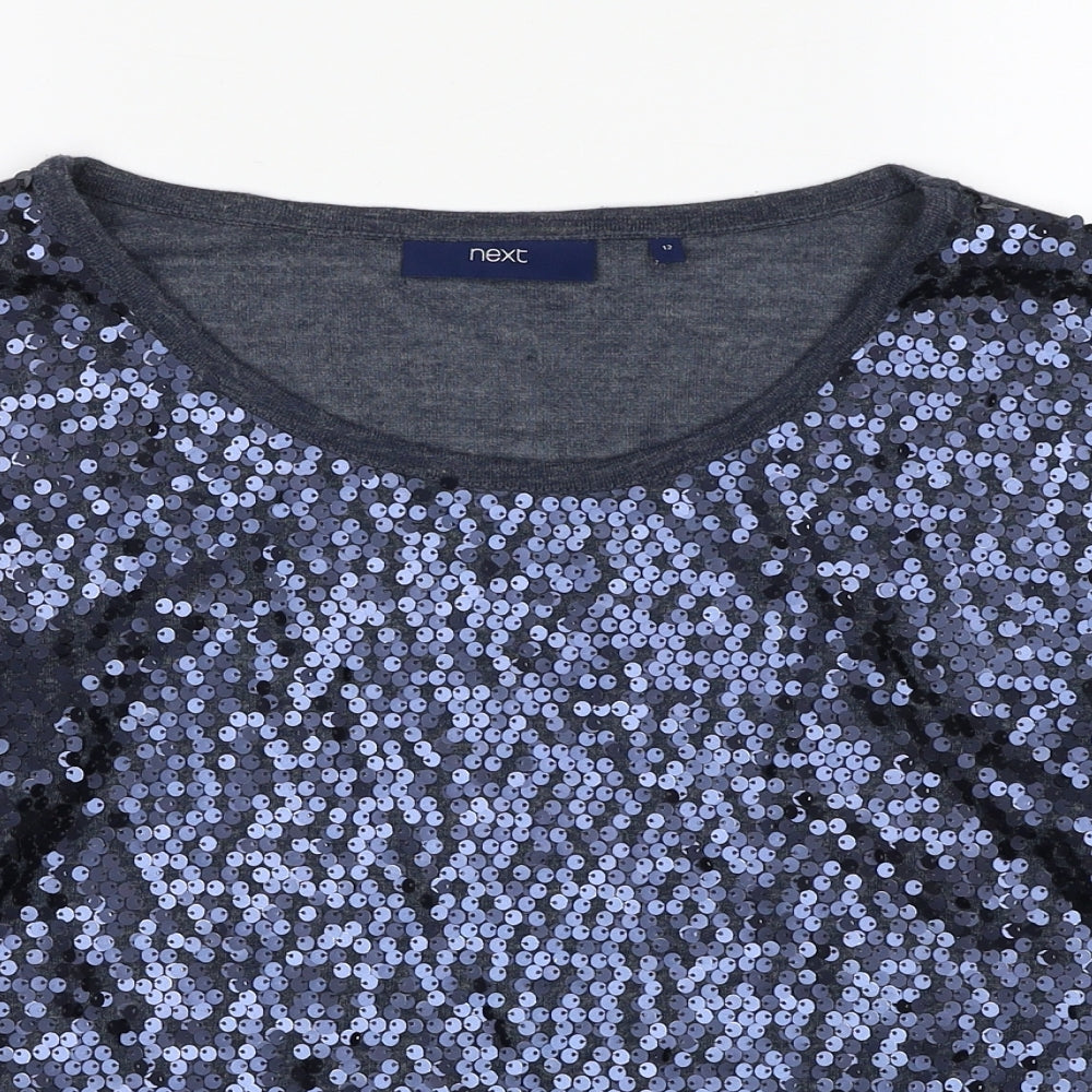 NEXT Womens Blue Polyester Basic Blouse Size 12 Boat Neck