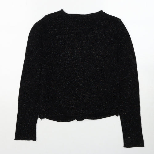 NEXT Girls Black Round Neck Viscose Pullover Jumper Size 10 Years Pullover