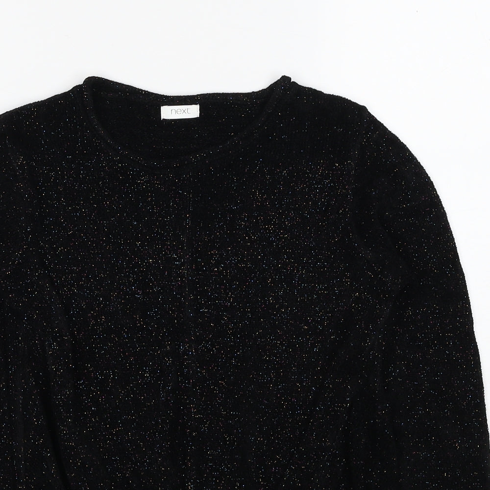 NEXT Girls Black Round Neck Viscose Pullover Jumper Size 10 Years Pullover