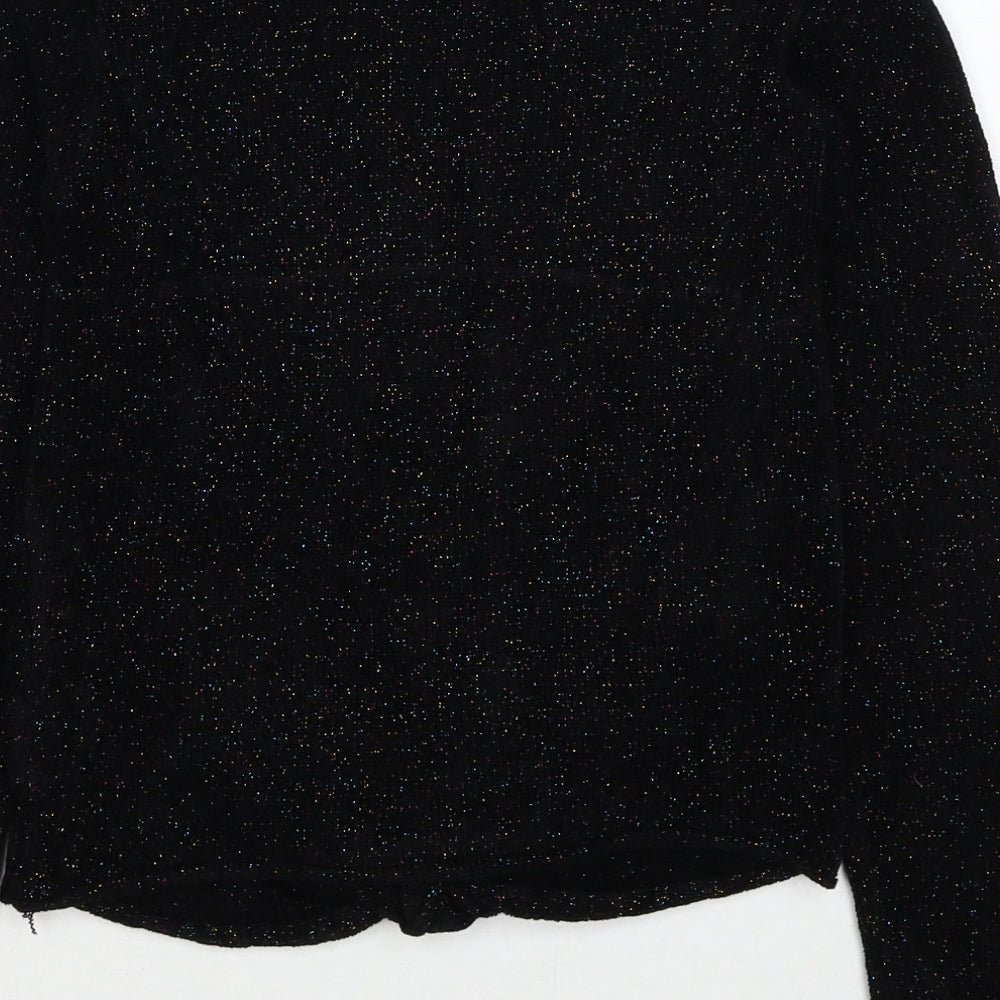 NEXT Girls Black Round Neck Viscose Pullover Jumper Size 10 Years Pullover