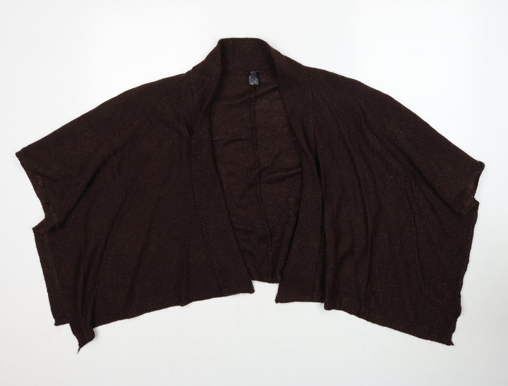 Marks and Spencer Womens Brown V-Neck Acrylic Cardigan Jumper One Size