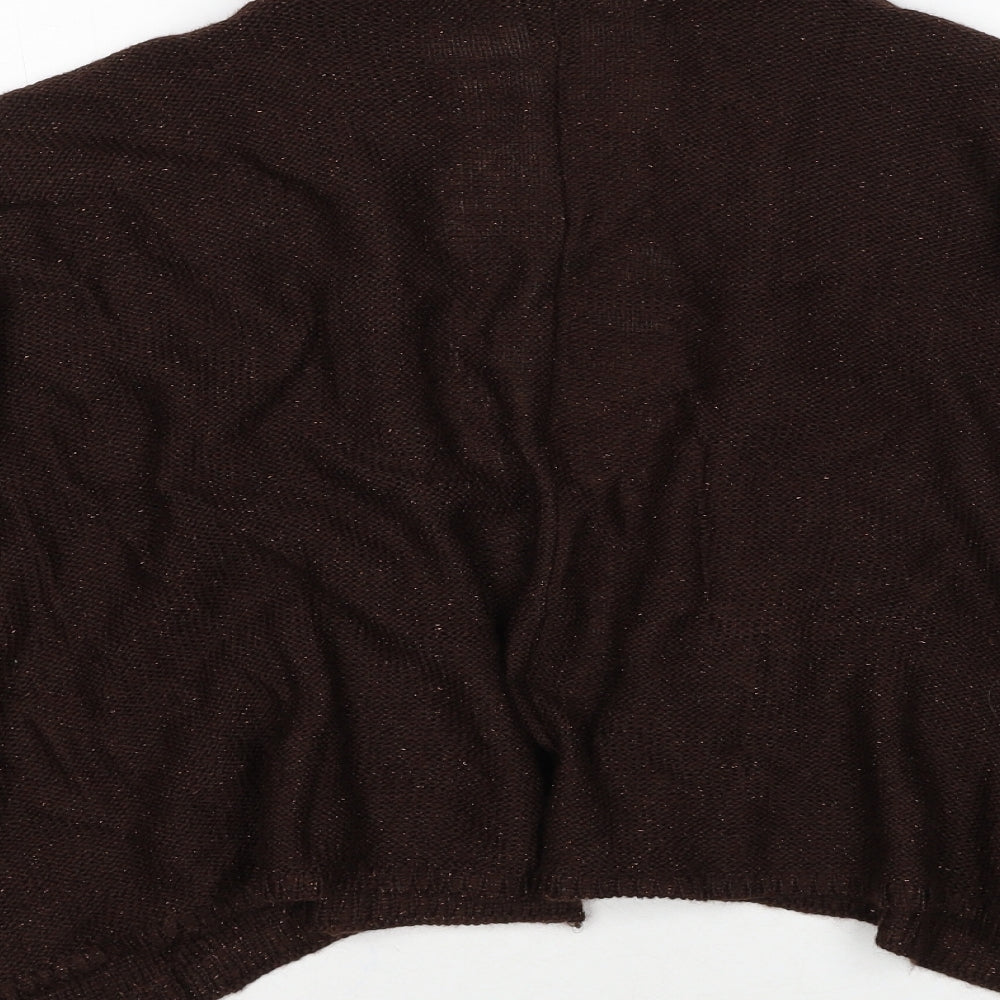 Marks and Spencer Womens Brown V-Neck Acrylic Cardigan Jumper One Size