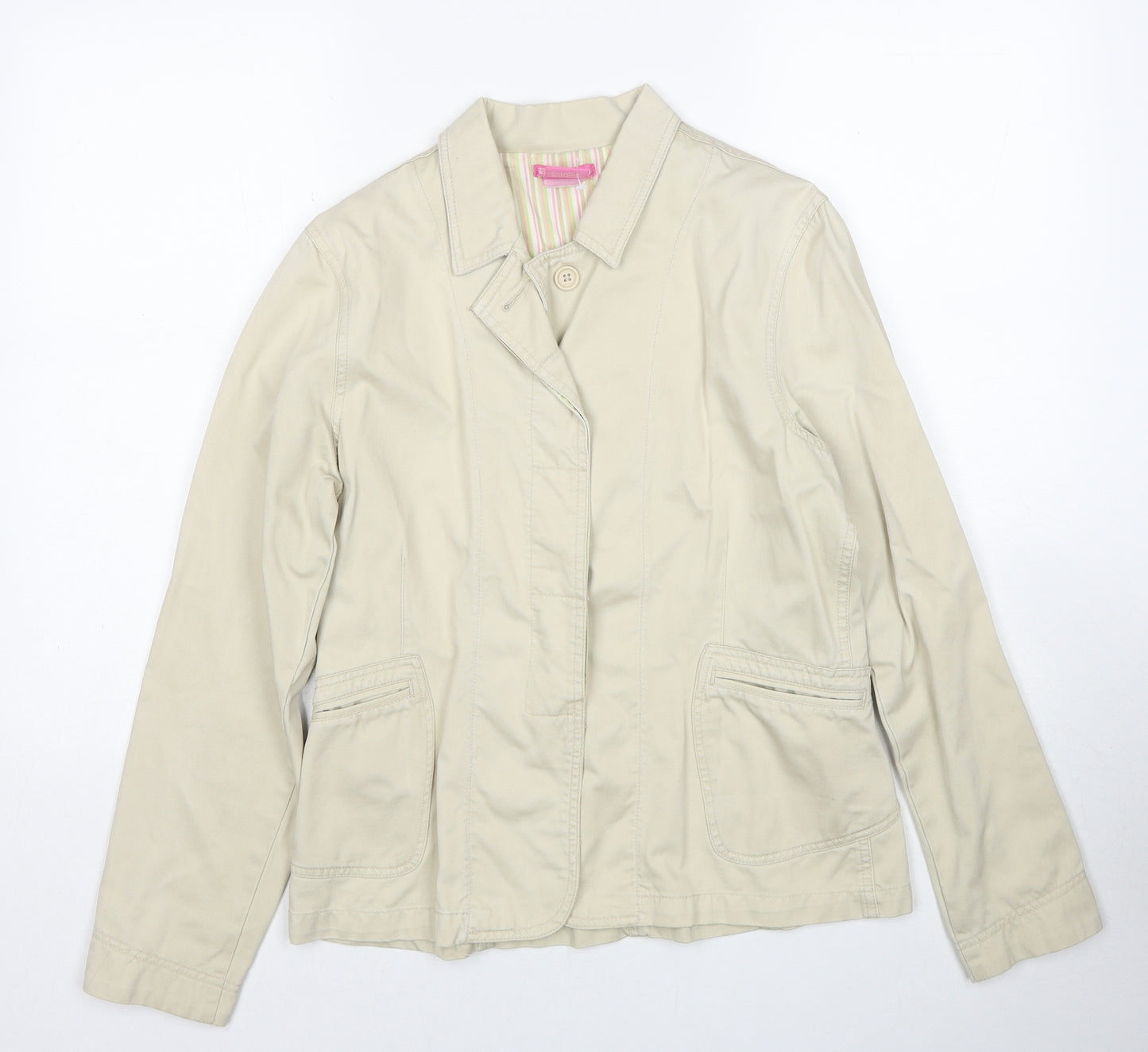 Eiussa Womens Beige Jacket Size L Button