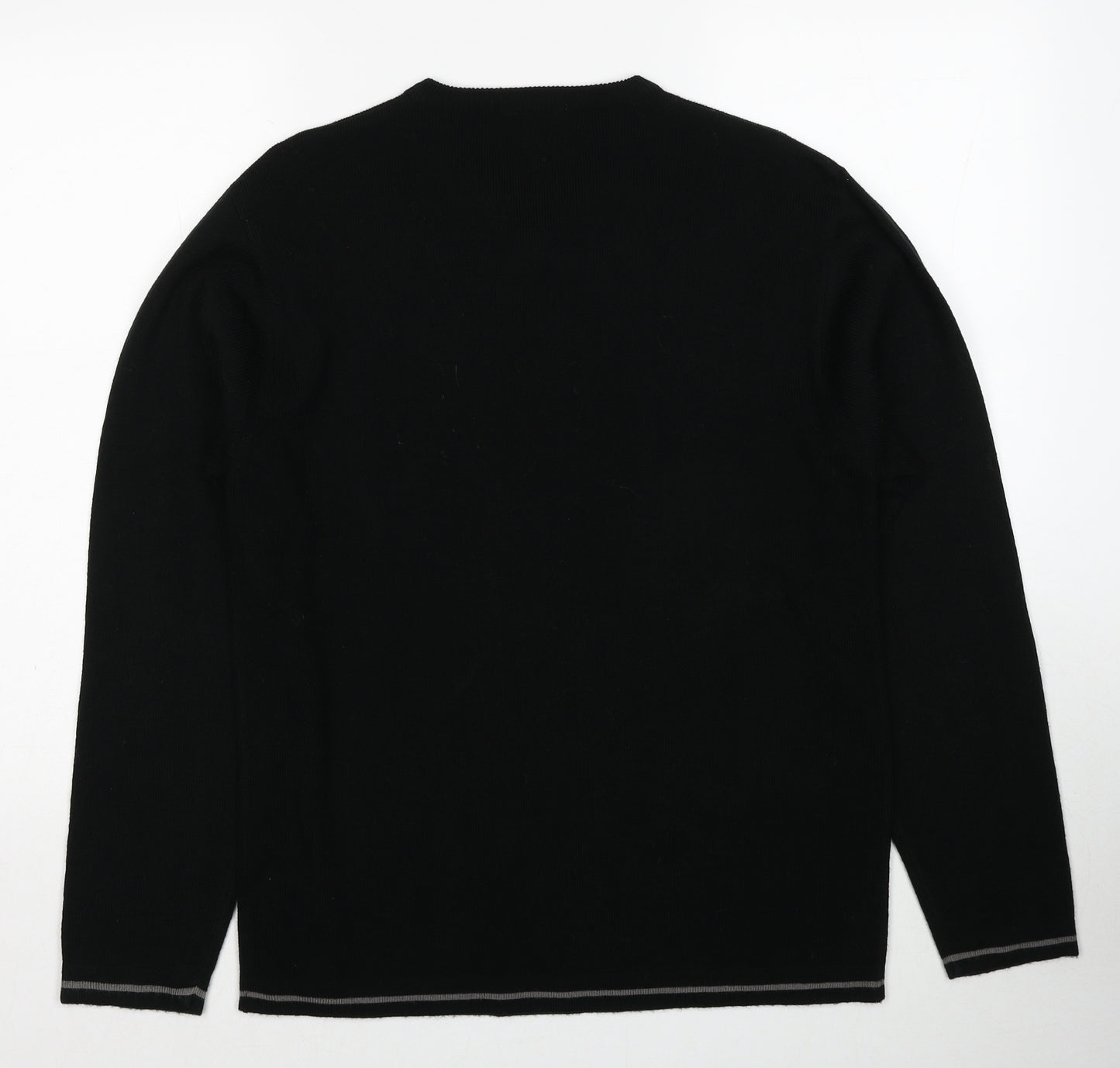 George Mens Black Round Neck Acrylic Pullover Jumper Size S Long Sleeve