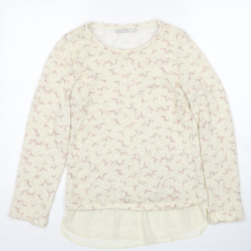 George Womens Beige Roll Neck Geometric Polyester Pullover Jumper Size 10