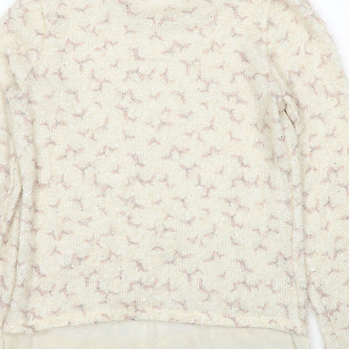 George Womens Beige Roll Neck Geometric Polyester Pullover Jumper Size 10