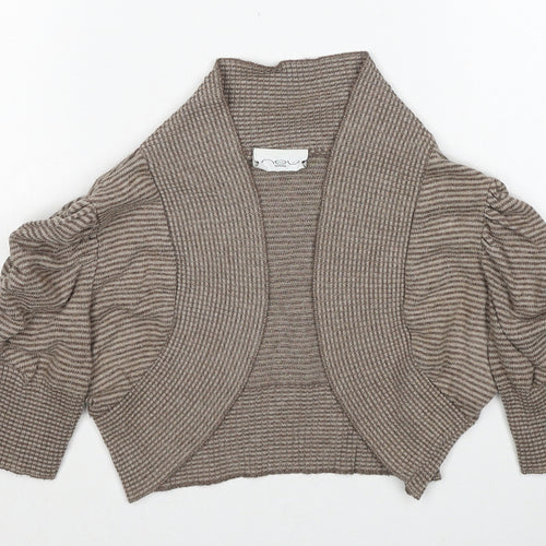 New Look Womens Brown V-Neck Striped Acrylic Cardigan Jumper Size M
