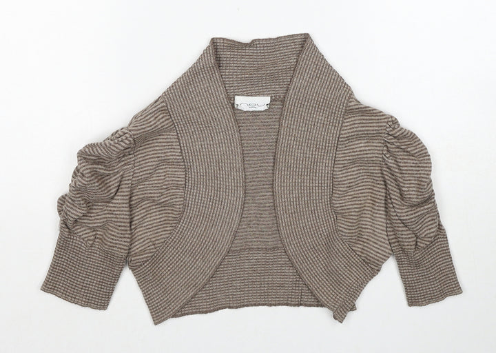 New Look Womens Brown V-Neck Striped Acrylic Cardigan Jumper Size M