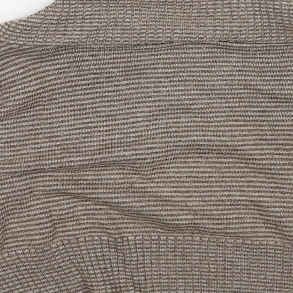 New Look Womens Brown V-Neck Striped Acrylic Cardigan Jumper Size M