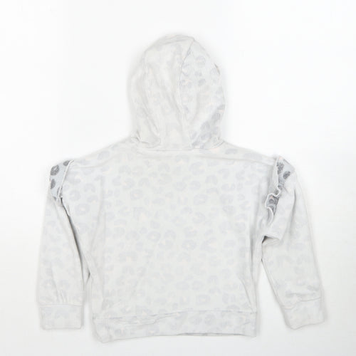 Matalan Girls Grey Geometric Polyester Pullover Hoodie Size 4 Years Pullover