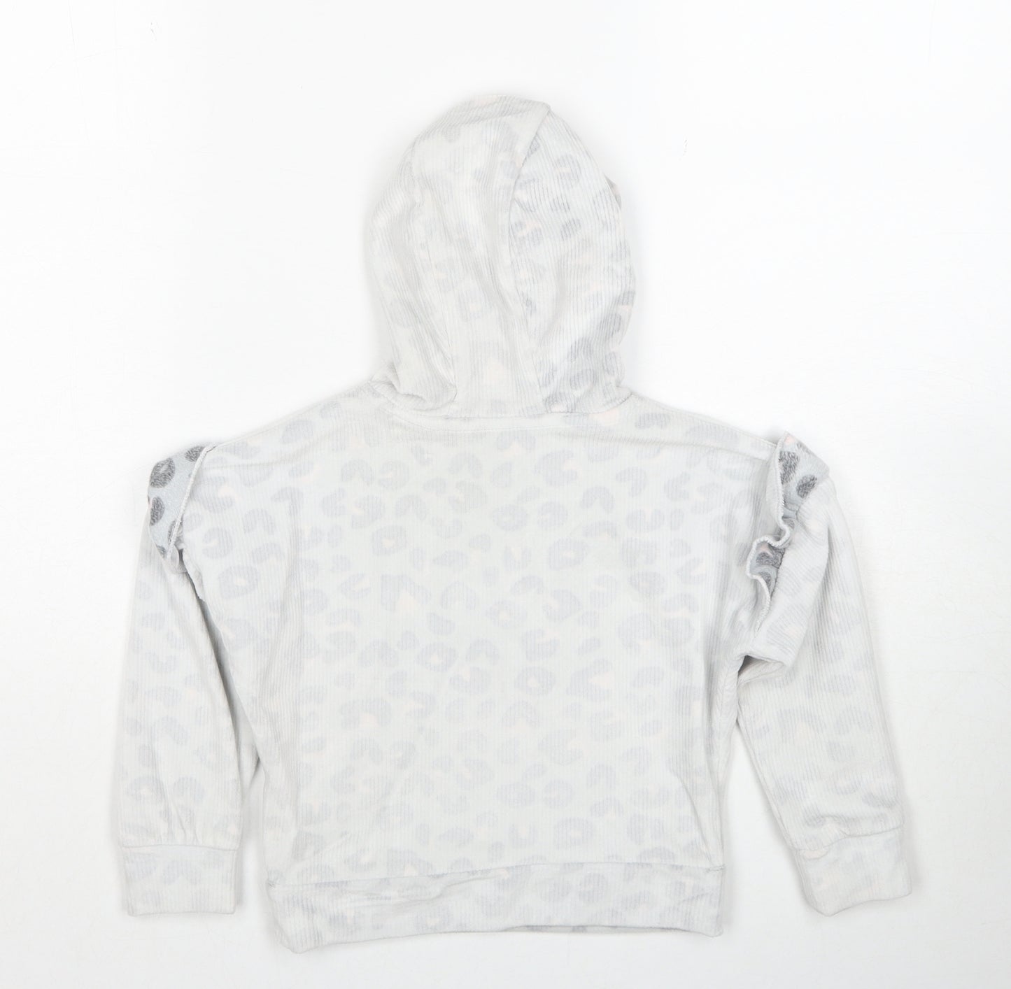 Matalan Girls Grey Geometric Polyester Pullover Hoodie Size 4 Years Pullover