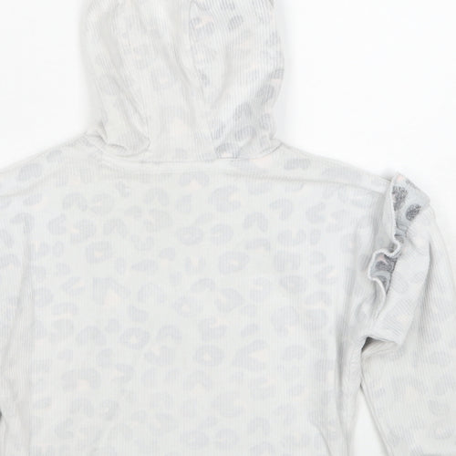 Matalan Girls Grey Geometric Polyester Pullover Hoodie Size 4 Years Pullover