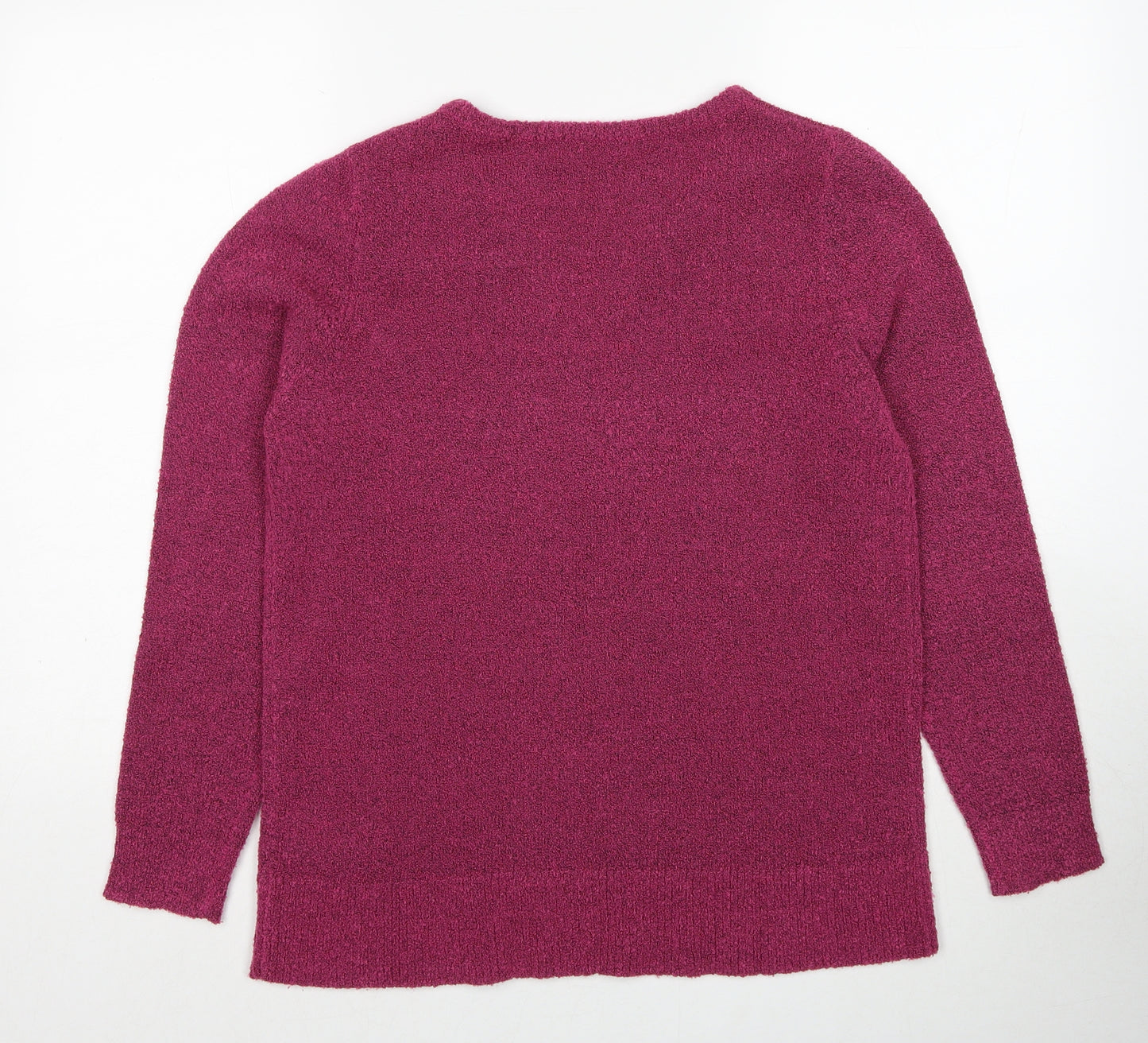 Julipa Womens Pink V-Neck Acrylic Pullover Jumper Size 12 - Size 12-14