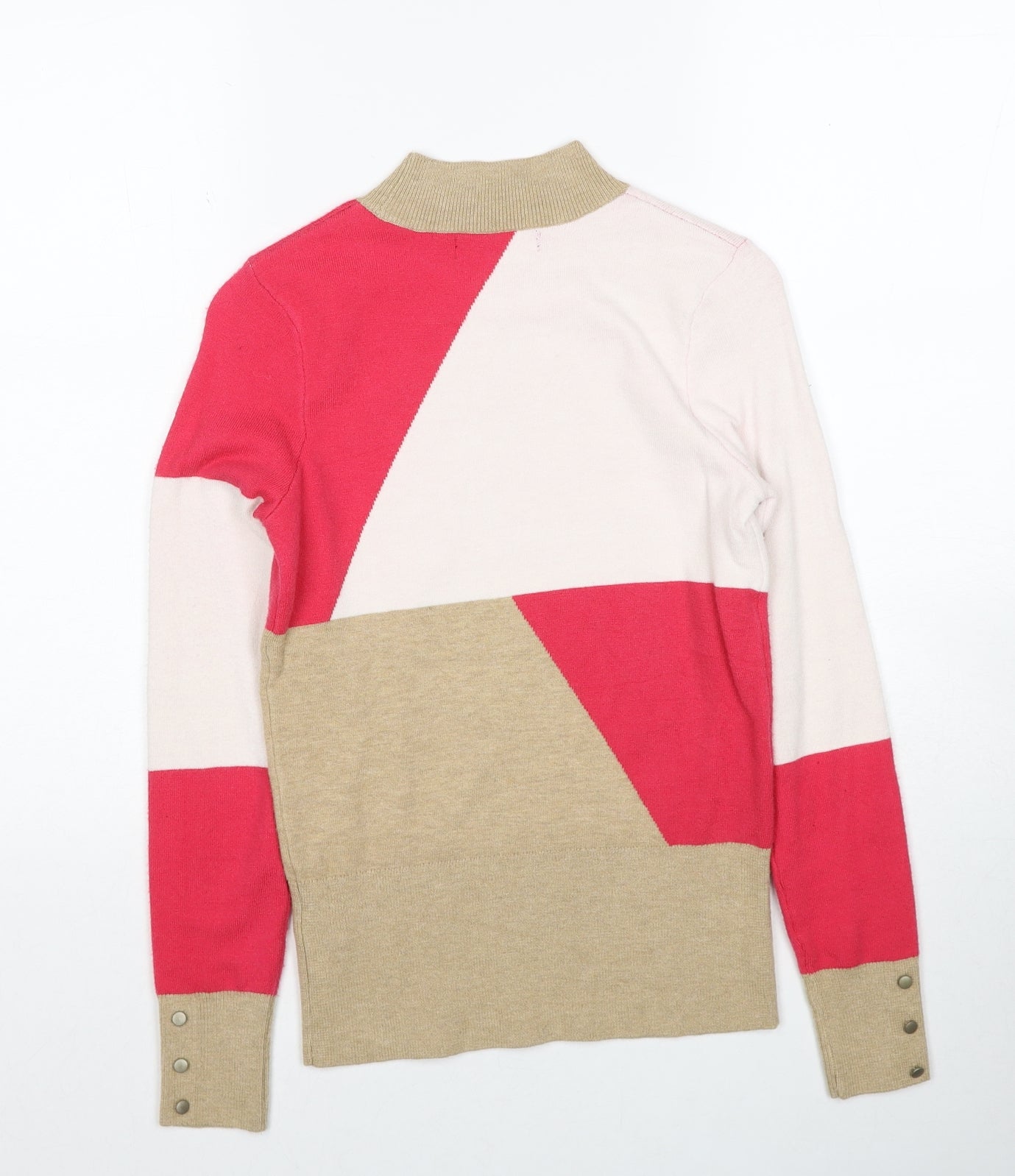 Marks and Spencer Womens Multicoloured High Neck Geometric Viscose Pullover Jumper Size 6