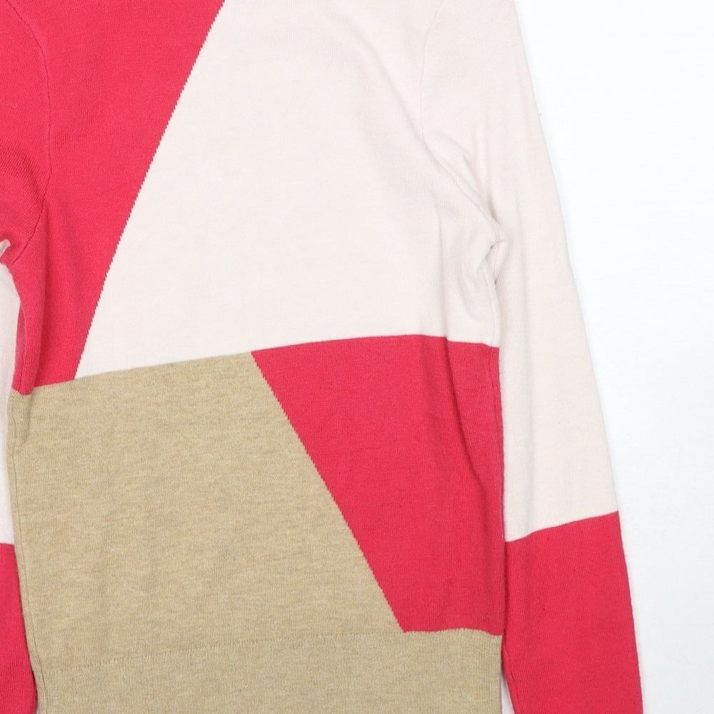 Marks and Spencer Womens Multicoloured High Neck Geometric Viscose Pullover Jumper Size 6