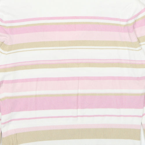 BAY Womens Multicoloured V-Neck Striped Viscose Pullover Jumper Size 16