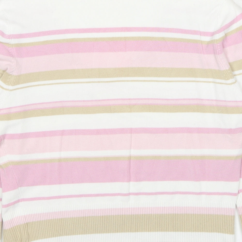 BAY Womens Multicoloured V-Neck Striped Viscose Pullover Jumper Size 16