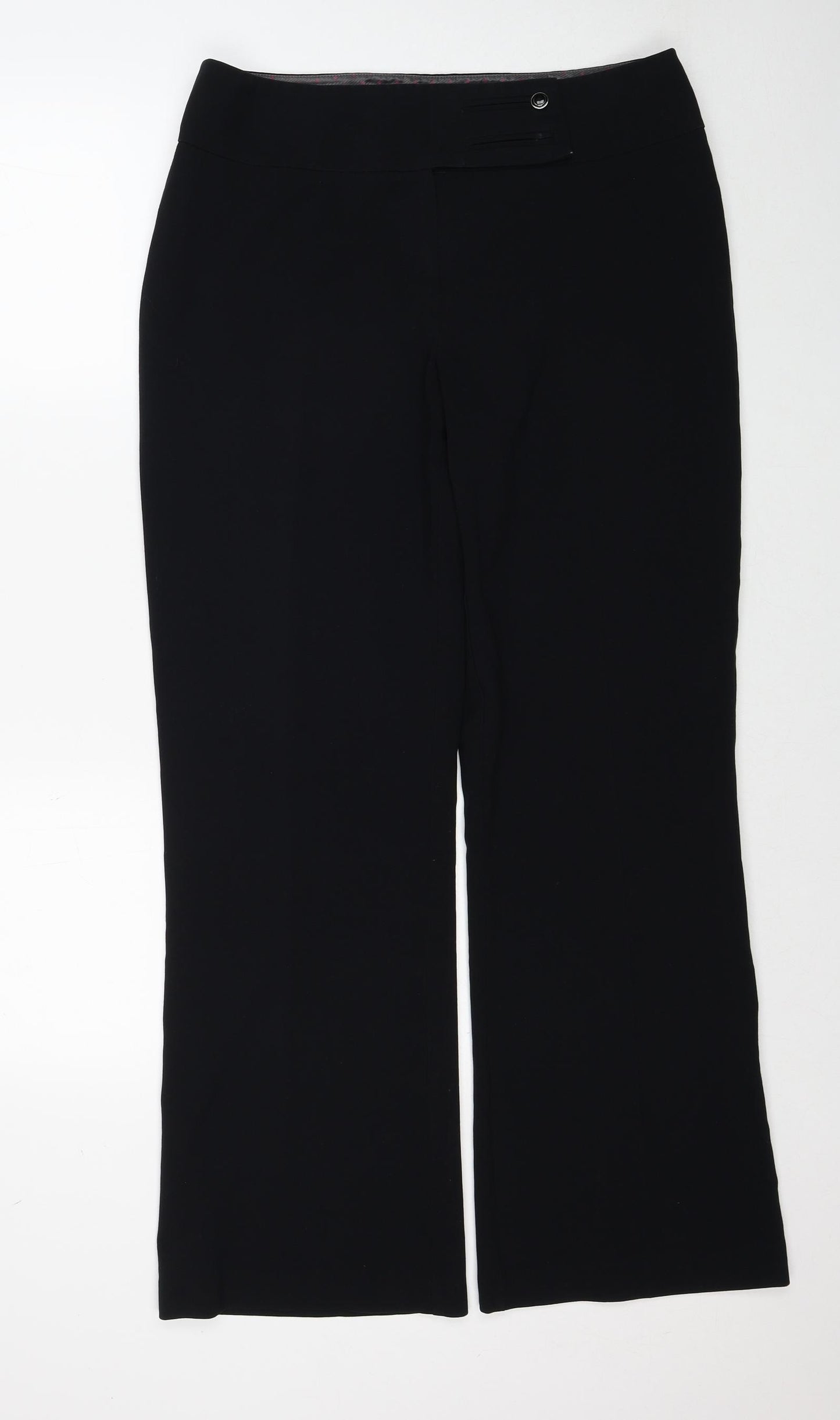 Marks and Spencer Womens Black Polyester Trousers Size 14 Regular Zip