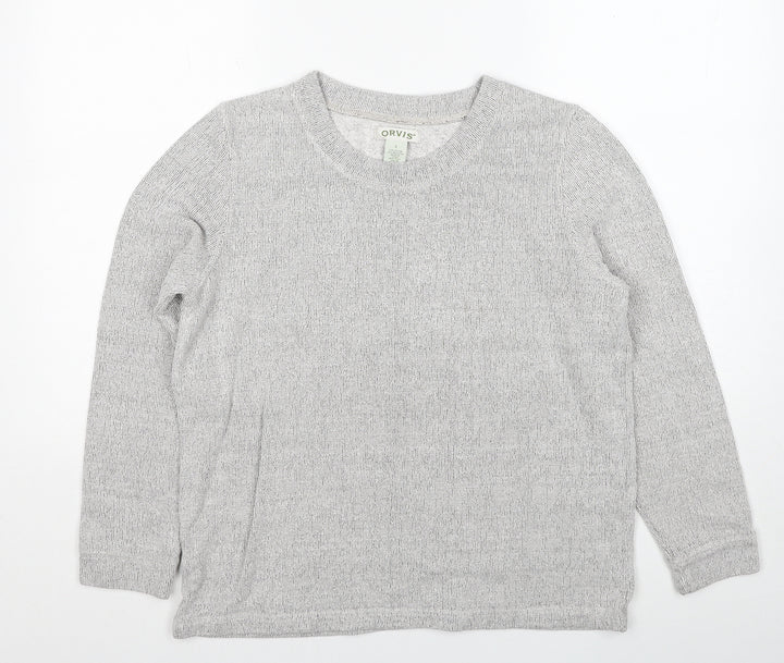 Orvis Womens Grey Round Neck Cotton Pullover Jumper Size S