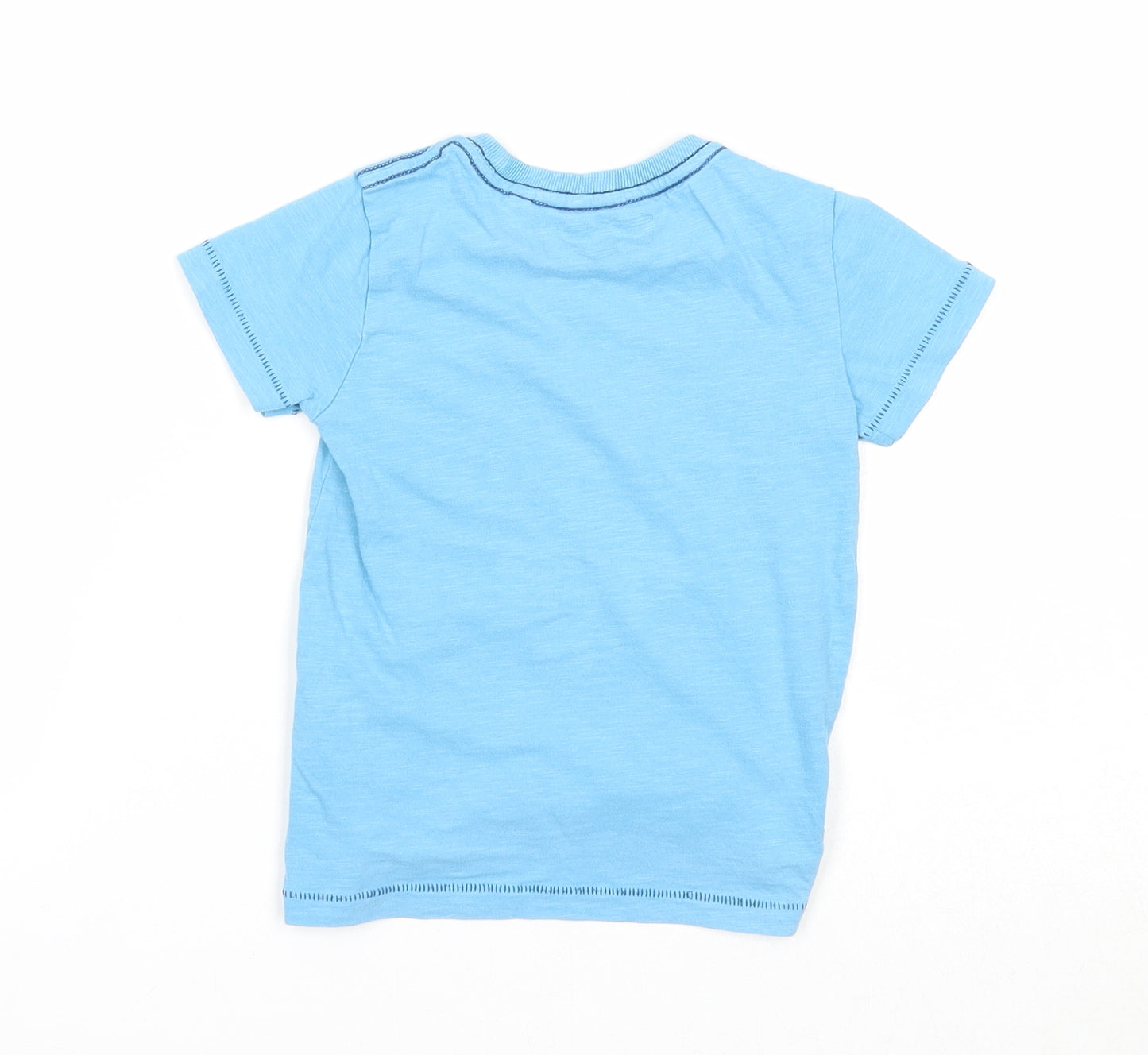 NEXT Baby Blue Cotton Basic T-Shirt Size 12-18 Months Round Neck Pullover - Vehicles