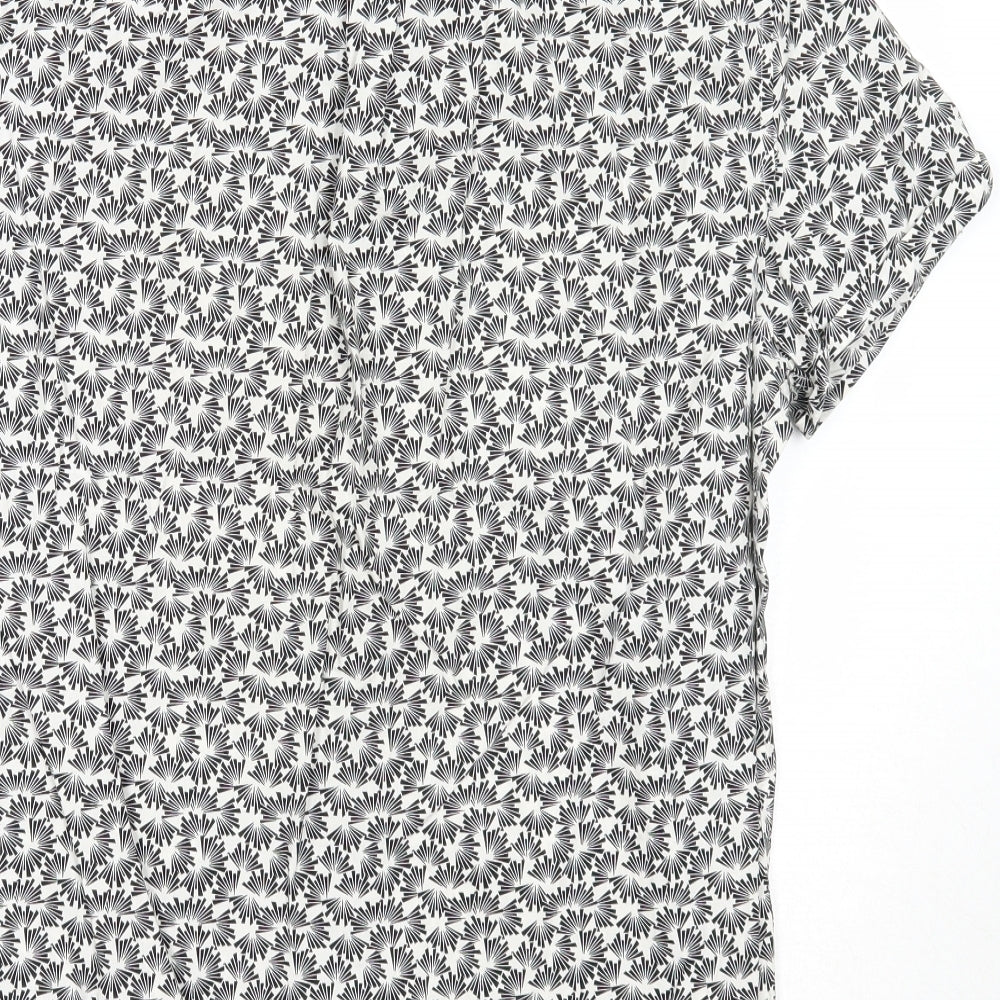 NEXT Mens Black Geometric Cotton Button-Up Size M Collared Button