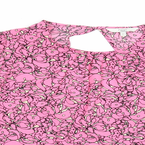 NEXT Womens Pink Geometric Polyester Basic Blouse Size S Round Neck
