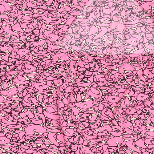 NEXT Womens Pink Geometric Polyester Basic Blouse Size S Round Neck