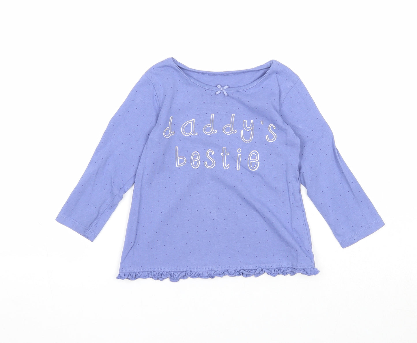 George Girls Blue Polka Dot Cotton Basic T-Shirt Size 12-18 Months Round Neck Pullover - Daddy's Bestie