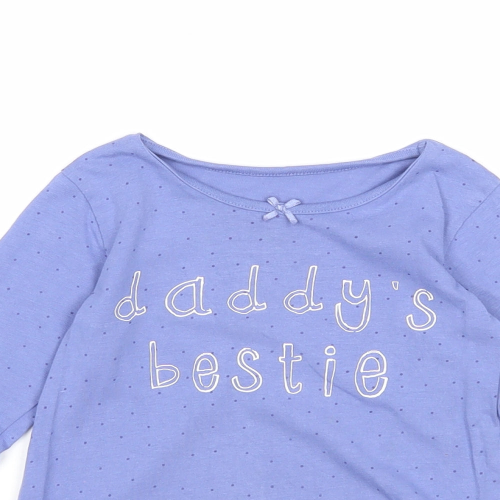 George Girls Blue Polka Dot Cotton Basic T-Shirt Size 12-18 Months Round Neck Pullover - Daddy's Bestie