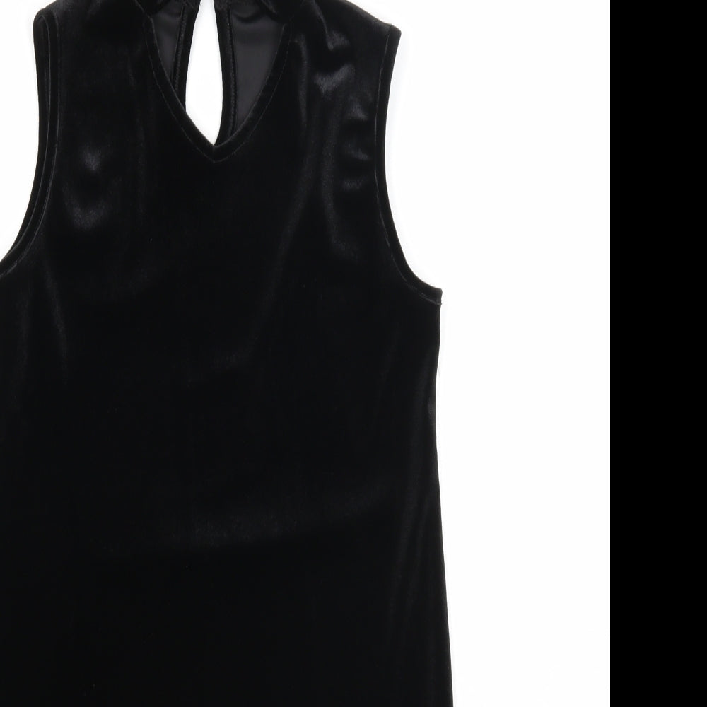 D'lisle Girls Black Polyester A-Line Size 9-10 Years Round Neck Button