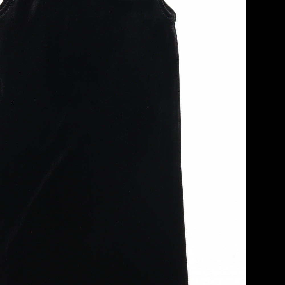 D'lisle Girls Black Polyester A-Line Size 9-10 Years Round Neck Button