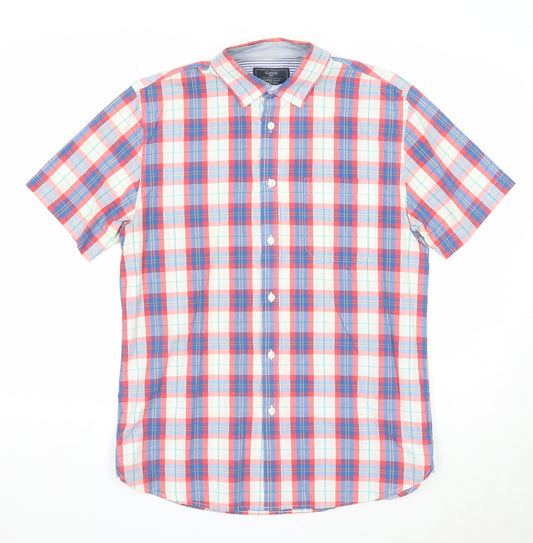 Atlantic Bay Mens Multicoloured Plaid Cotton Button-Up Size M Collared Button