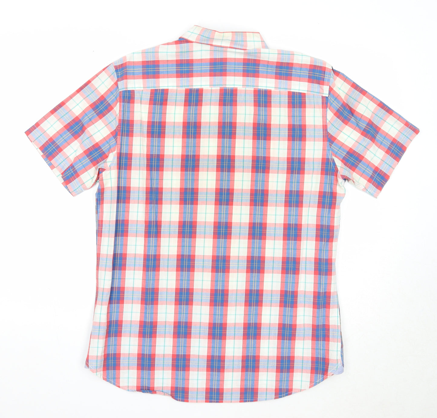 Atlantic Bay Mens Multicoloured Plaid Cotton Button-Up Size M Collared Button