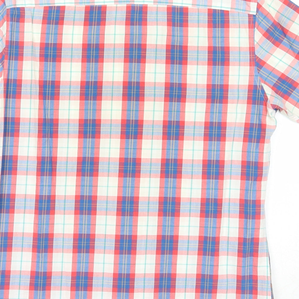 Atlantic Bay Mens Multicoloured Plaid Cotton Button-Up Size M Collared Button