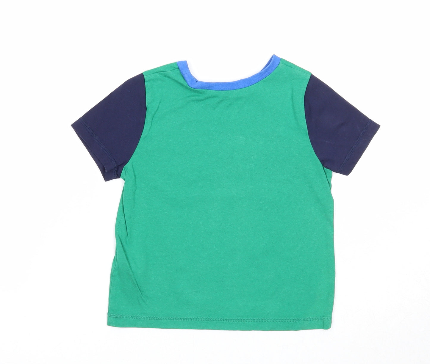 George Boys Green Colourblock Cotton Pullover T-Shirt Size 3-4 Years Round Neck Pullover - Future Race Car Driver
