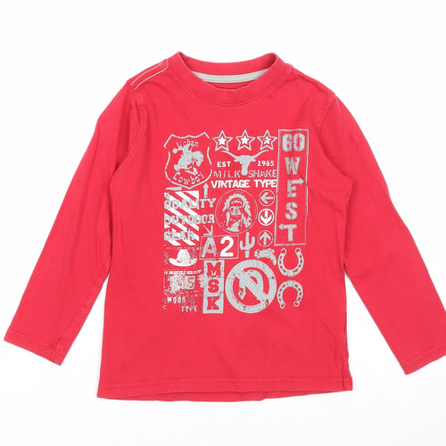 Milkshake Boys Red Cotton Pullover T-Shirt Size 5 Years Round Neck Pullover