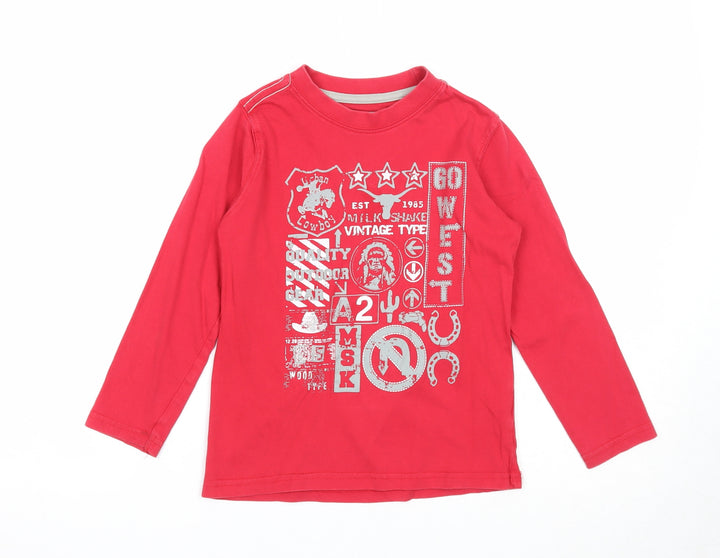 Milkshake Boys Red Cotton Pullover T-Shirt Size 5 Years Round Neck Pullover