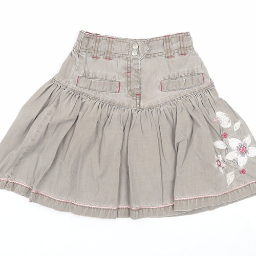 NEXT Girls Grey Cotton A-Line Skirt Size 4-5 Years Regular Pull On