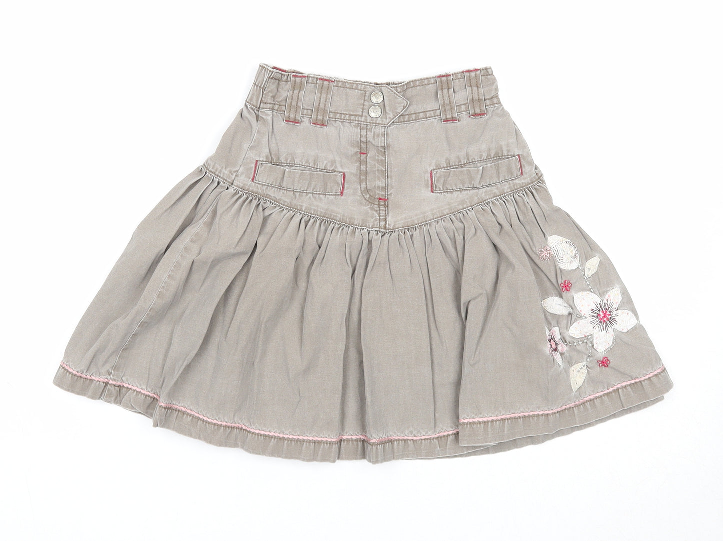 NEXT Girls Grey Cotton A-Line Skirt Size 4-5 Years Regular Pull On