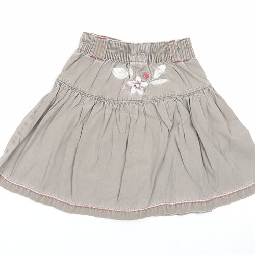 NEXT Girls Grey Cotton A-Line Skirt Size 4-5 Years Regular Pull On