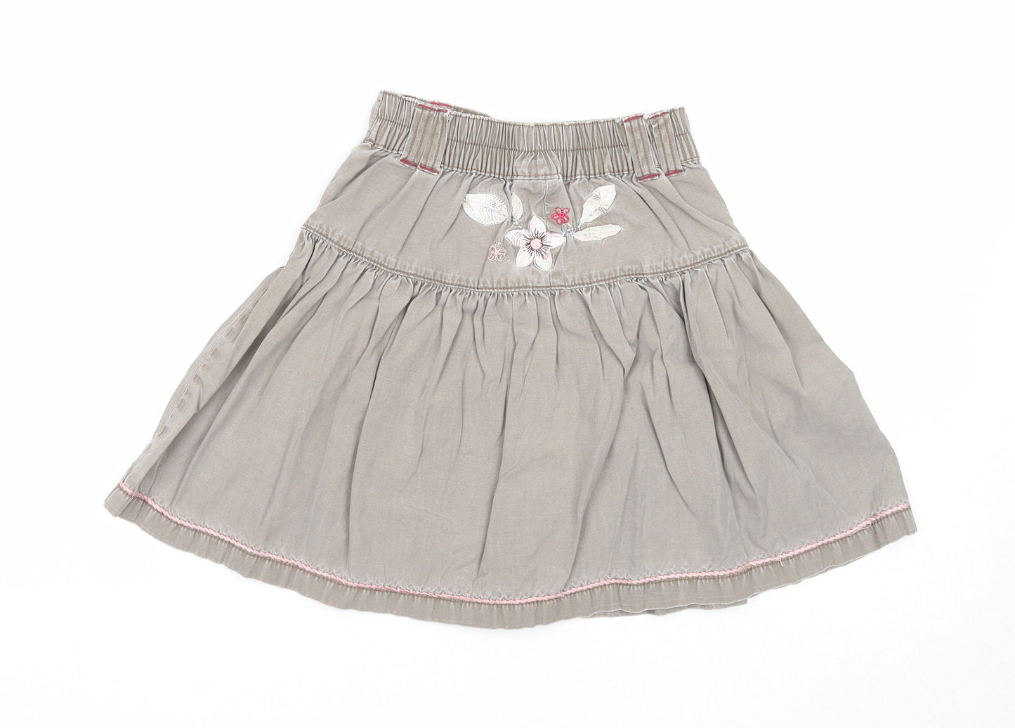 NEXT Girls Grey Cotton A-Line Skirt Size 4-5 Years Regular Pull On