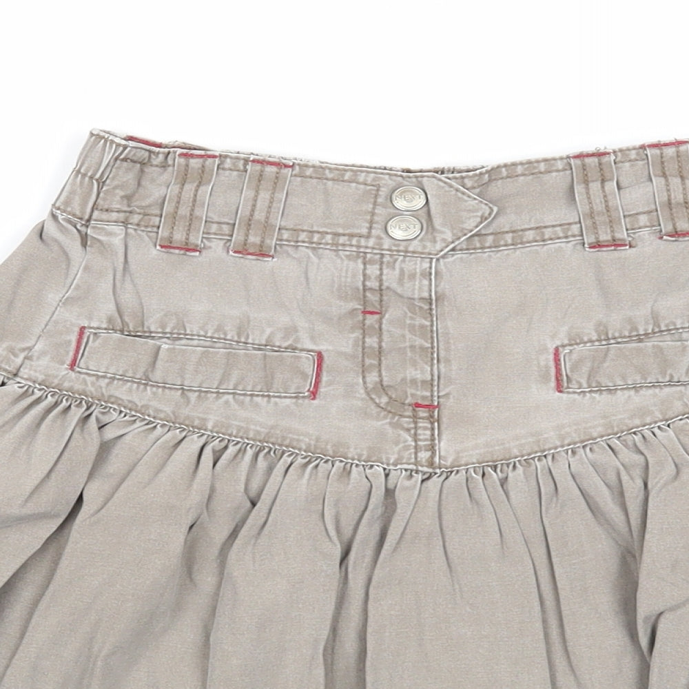 NEXT Girls Grey Cotton A-Line Skirt Size 4-5 Years Regular Pull On