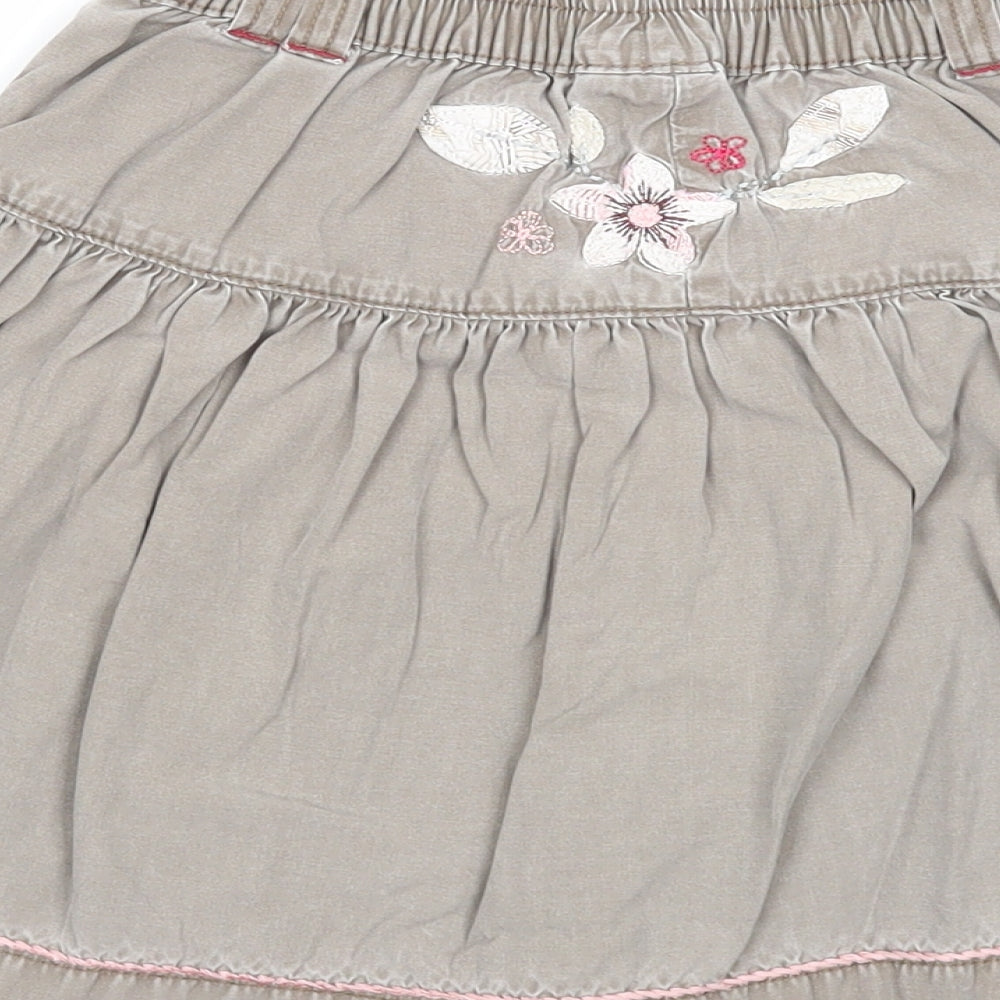 NEXT Girls Grey Cotton A-Line Skirt Size 4-5 Years Regular Pull On