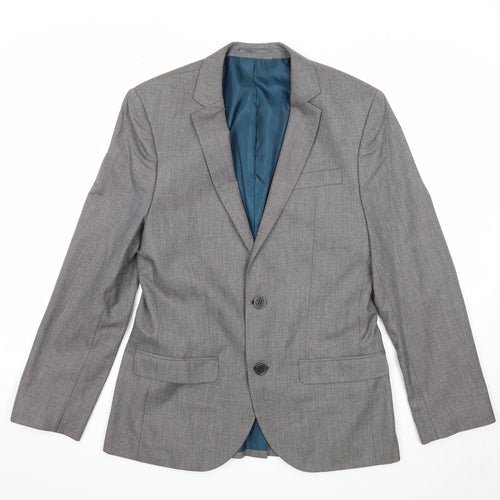 River Island Mens Grey Polyester Jacket Suit Jacket Size 38 Regular