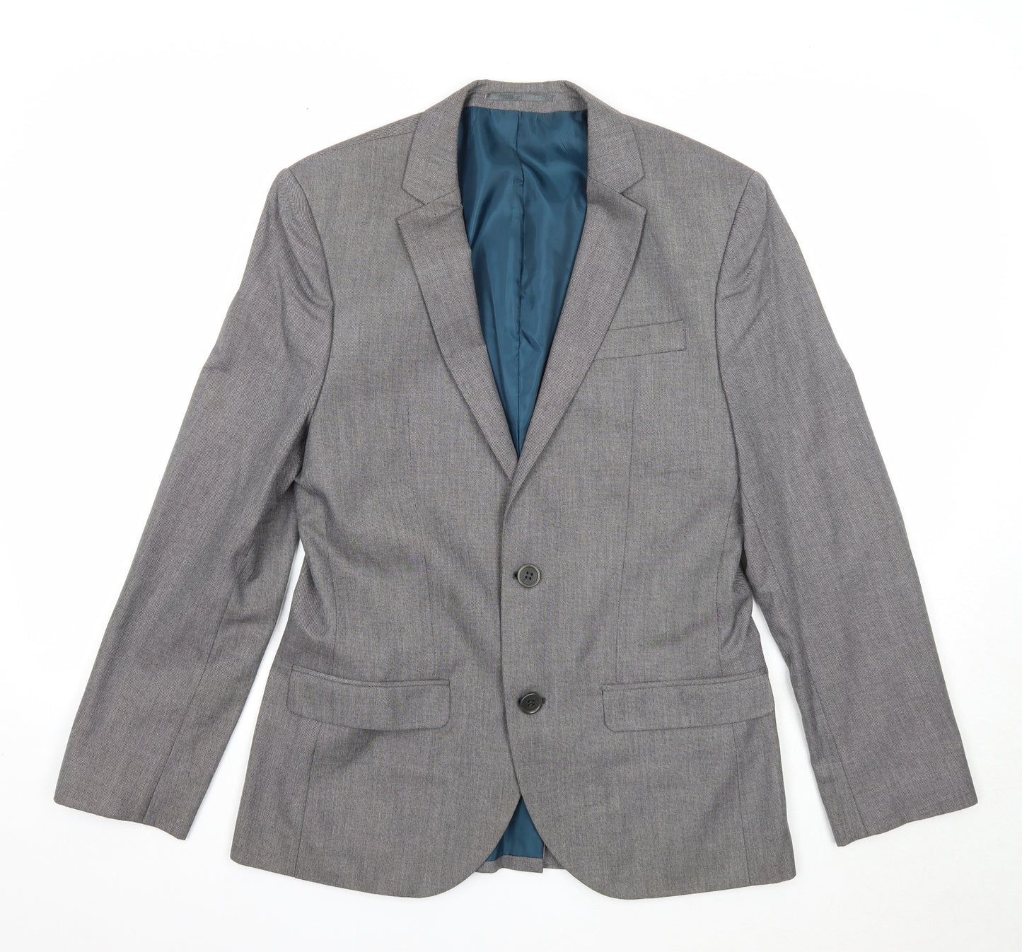 River Island Mens Grey Polyester Jacket Suit Jacket Size 38 Regular