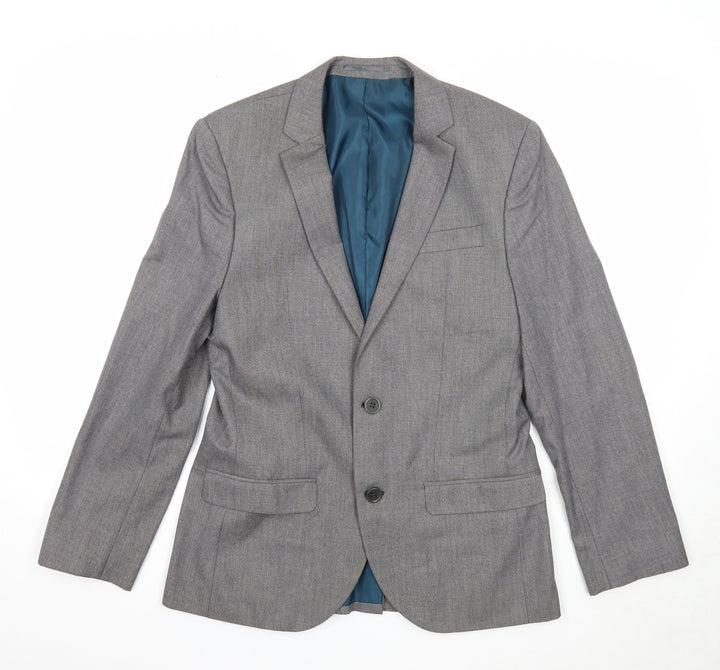 River Island Mens Grey Polyester Jacket Suit Jacket Size 38 Regular