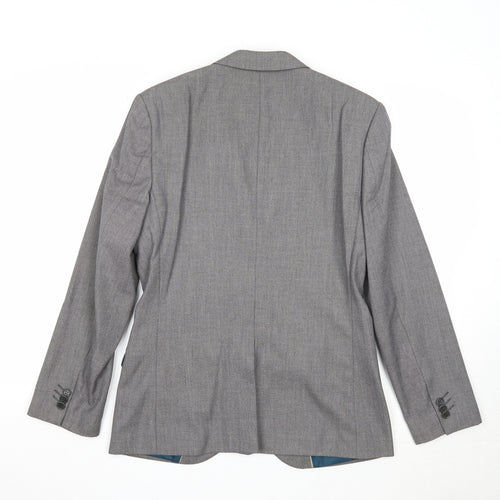 River Island Mens Grey Polyester Jacket Suit Jacket Size 38 Regular