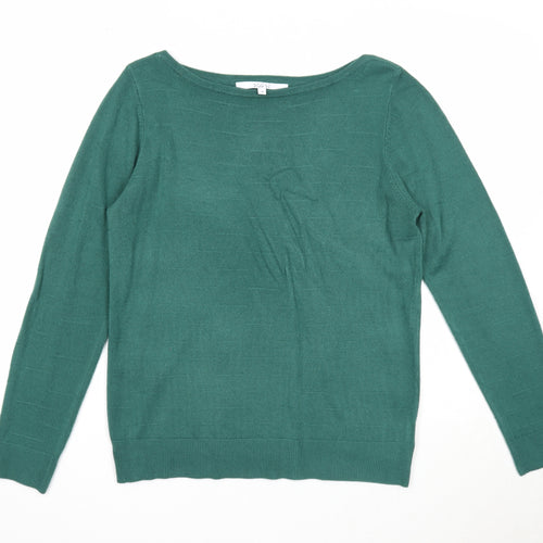 Vida Vi Womens Green Boat Neck Acrylic Pullover Jumper Size M